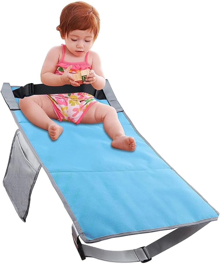 Blue Kids Airplane Foot Pedal Seat Extender Adjustable Portable Folding Footrest - Image 4